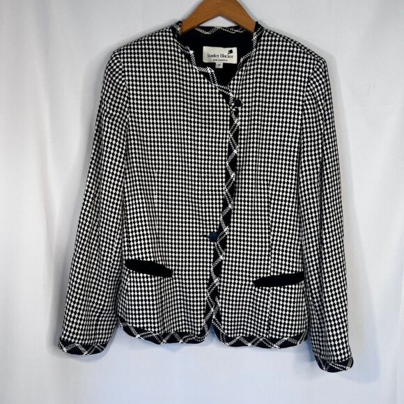 Stanley Blacker for Gantos Vintage Diamond Print Eclectic Blazer Jacket Size 12 - Picture 11 of 13